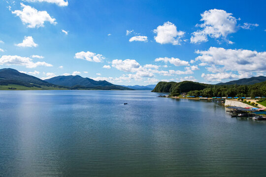 吉林市松花湖夏季自然風(fēng)光航拍