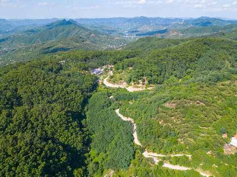 航拍山東藥鄉(xiāng)森林公園