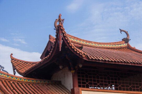 傳統(tǒng)中國(guó)建筑屋頂特寫(xiě)