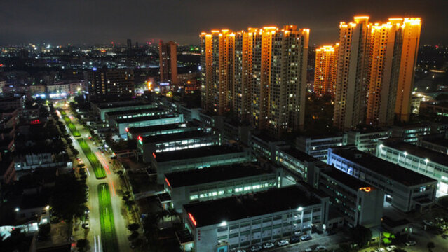 城市夜景航拍圖