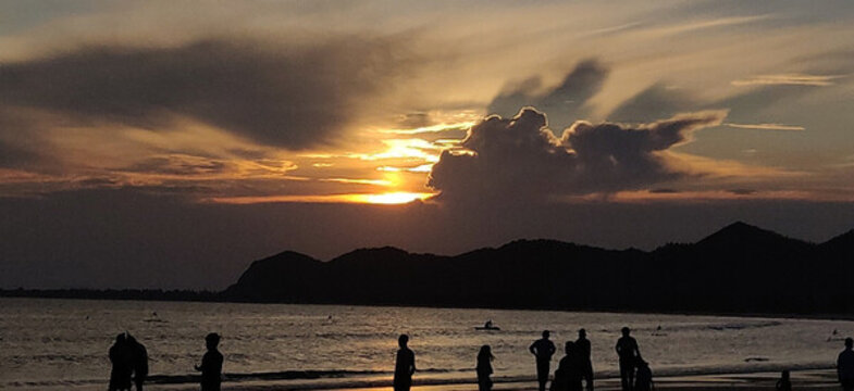 海邊夕陽(yáng)落日余暉背景