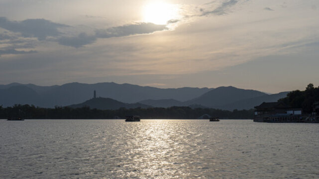 頤和園昆明湖日落