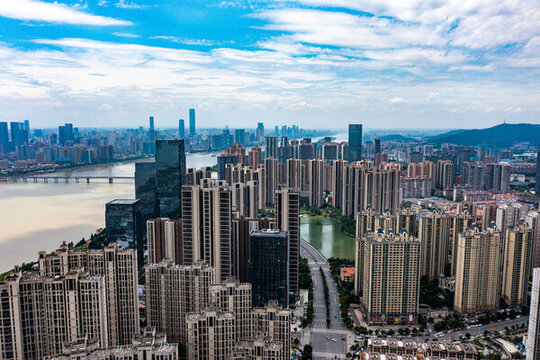 航拍湖南長沙城市景觀
