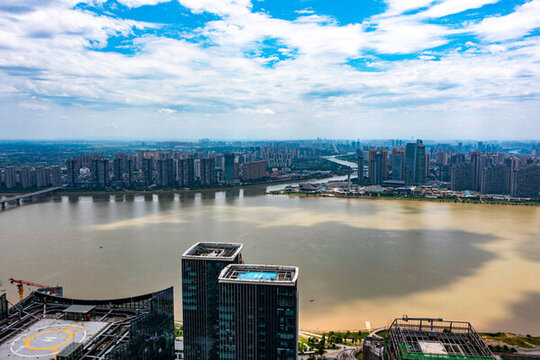 航拍湖南長(zhǎng)沙城市景觀