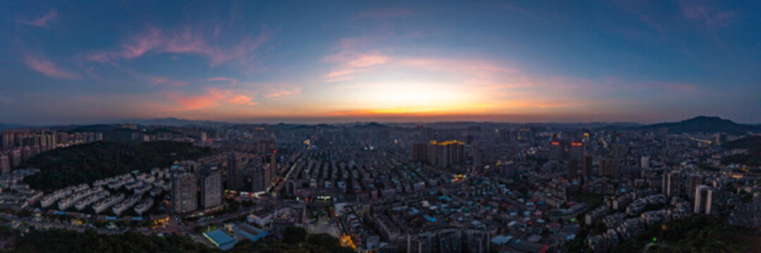 航拍湖南郴州城市夜景風光