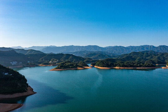 航拍湖南衡陽常寧市常寧天湖