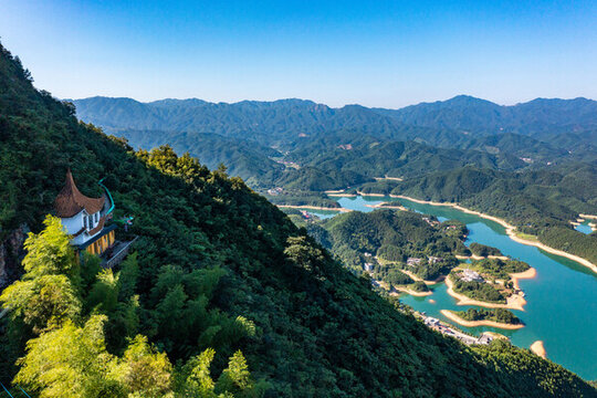 航拍湖南衡陽常寧市常寧天湖