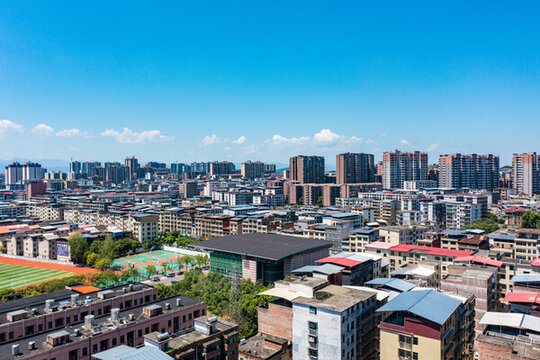 航拍湖南衡陽(yáng)常寧市城市風(fēng)光
