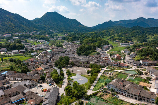 航拍湖南岳陽張谷英村