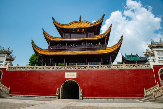 航拍湖南岳陽岳陽樓景區(qū)