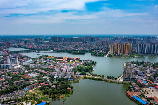 航拍湖南益陽市沅江市風光