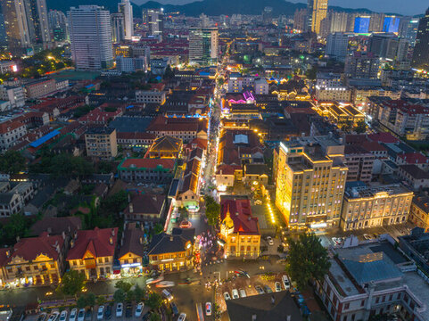 航拍煙臺夜景