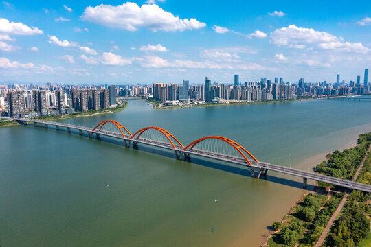 航拍湖南長沙城市景觀