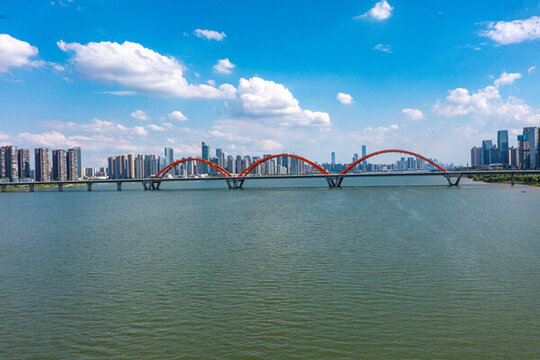 航拍湖南長(zhǎng)沙城市景觀