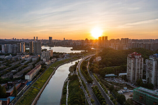 航拍湖南長沙城市景觀