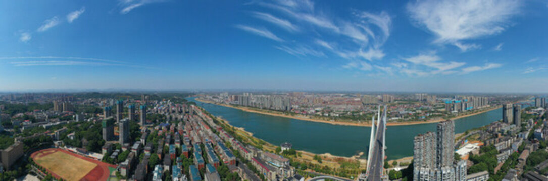 航拍湖南益陽(yáng)市城市風(fēng)光
