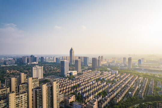 浙江海寧市城市風(fēng)光航拍