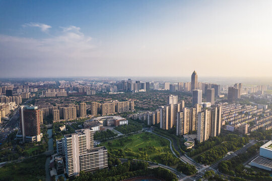浙江海寧市城市風(fēng)光航拍