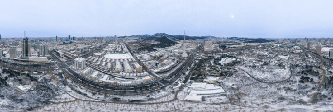 山東濟南千佛山泉城公園航拍