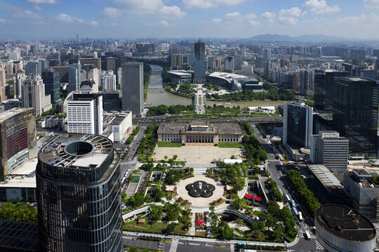 杭州武林廣場航拍城市風(fēng)光