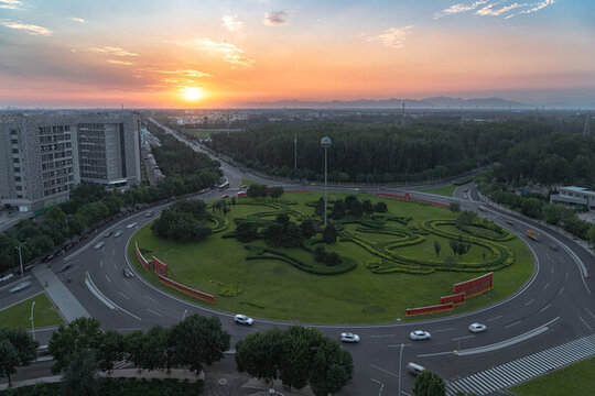 北京市順義區(qū)臥龍環(huán)島日落
