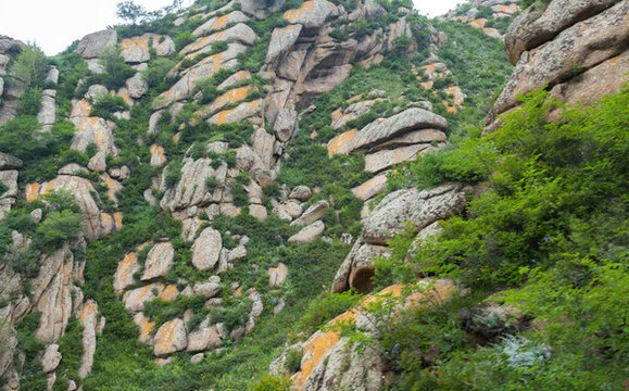 黃花溝地質(zhì)公園山石和游人