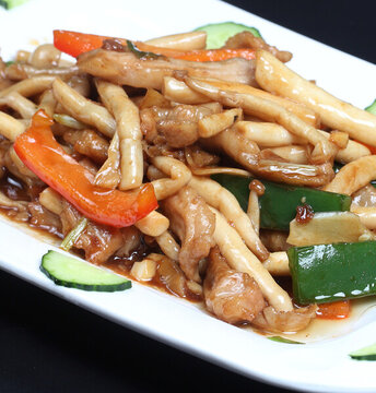 白玉菇炒豬頸肉