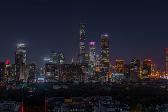 北京國(guó)貿(mào)cbd地標(biāo)建筑夜景