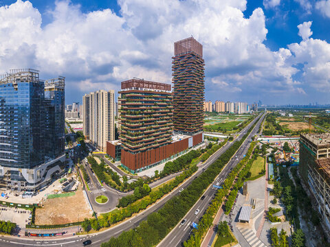南京江北新區(qū)垂直森林建筑全景