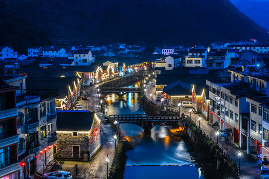 金華磐安雙峰大皿古街夜景風(fēng)光