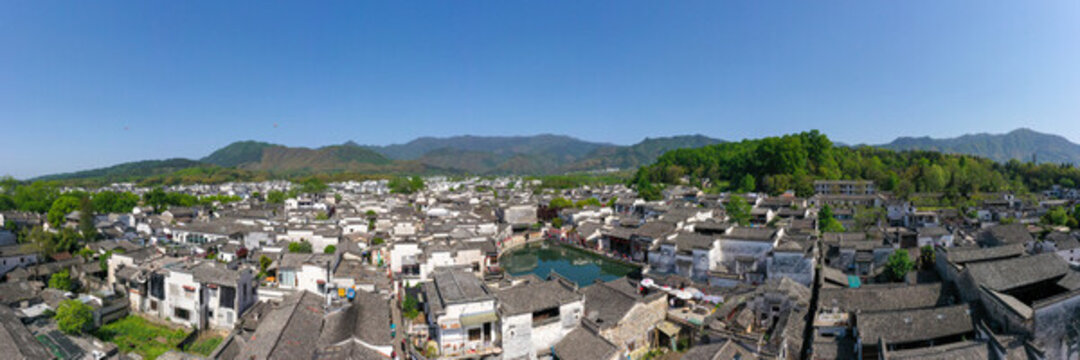 宏村徽派建筑全景圖