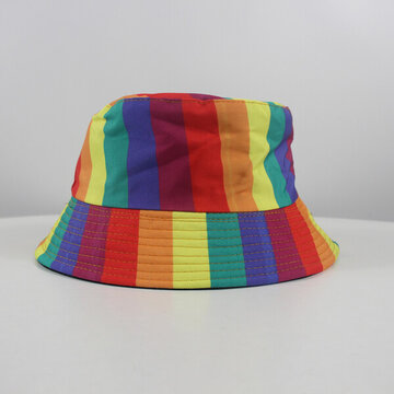 彩虹条纹渔夫帽
