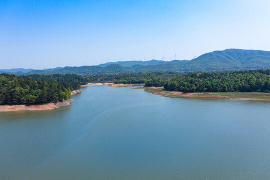 航拍湖南長沙寧鄉(xiāng)泉水沖公園