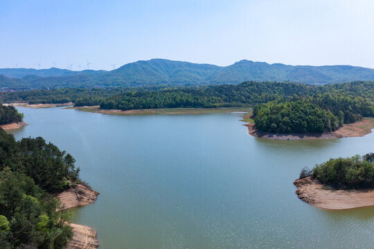 航拍湖南長沙寧鄉(xiāng)泉水沖公園