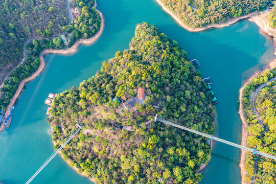 航拍湖南長沙石燕湖景區(qū)
