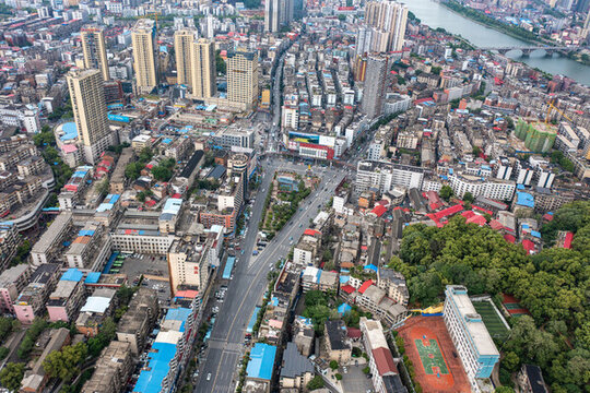 航拍湖南邵陽城市風(fēng)光