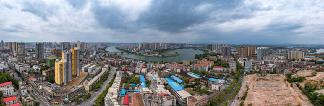航拍湖南邵陽城市風光