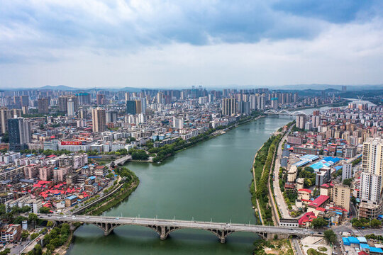 航拍湖南邵陽(yáng)城市風(fēng)光