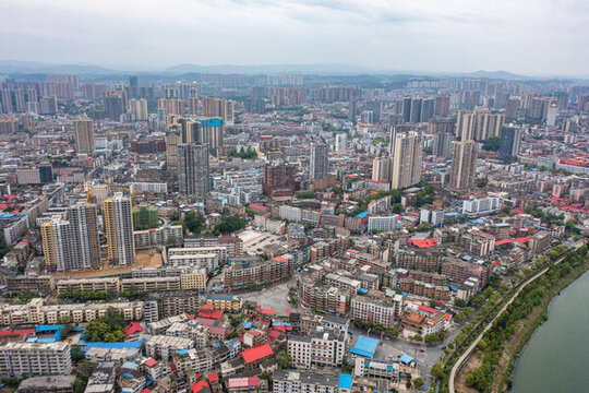 航拍湖南邵陽城市風(fēng)光