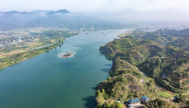 航拍湖南懷化洪江市沙灣鄉(xiāng)風光