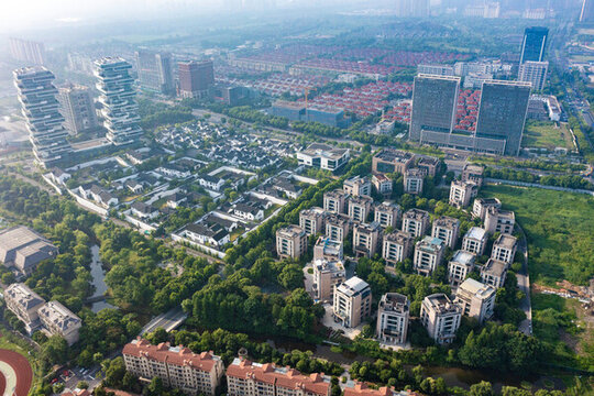 航拍浙江嘉興市城市風(fēng)光
