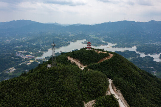 航拍湖南長沙寧芙蓉山普濟寺