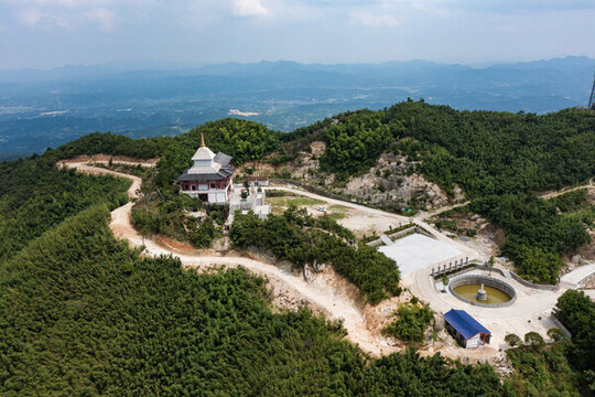 航拍湖南長沙寧芙蓉山普濟寺
