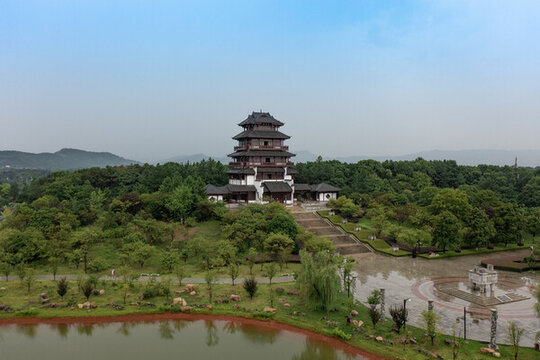 航拍湖南長(zhǎng)沙寧鄉(xiāng)花明樓景區(qū)
