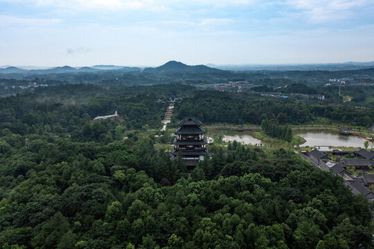 航拍湖南長(zhǎng)沙寧鄉(xiāng)花明樓景區(qū)