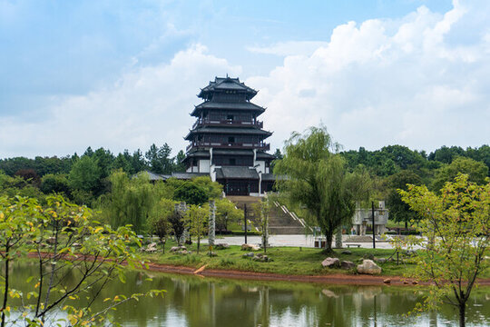 航拍湖南長(zhǎng)沙寧鄉(xiāng)花明樓景區(qū)