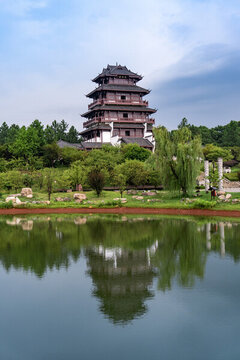 航拍湖南長(zhǎng)沙寧鄉(xiāng)花明樓景區(qū)