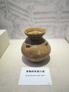 青釉四系盤口壺