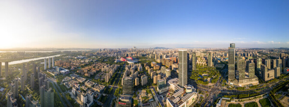 南京河西城市風(fēng)光全景航拍