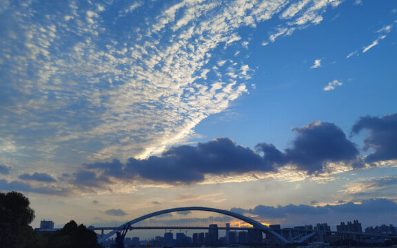 上海盧浦大橋日落